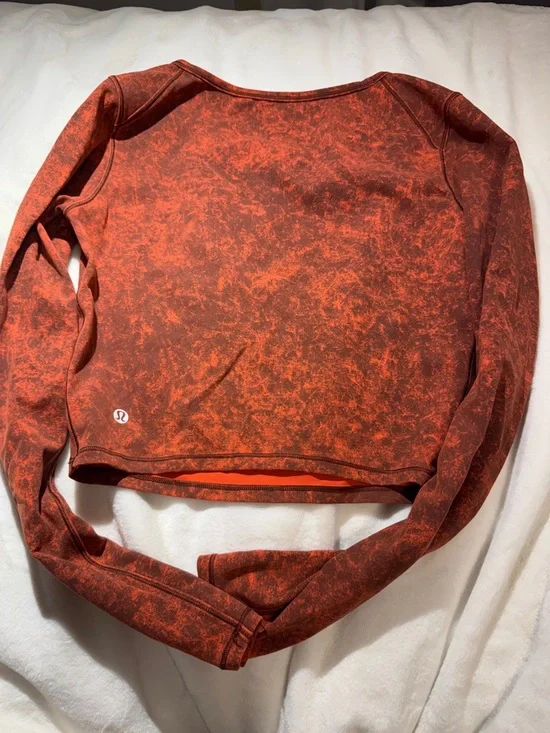 lululemon athletica Burnt Orange Mottled Long-Sleeve Crop Top - Picture 3 of 6